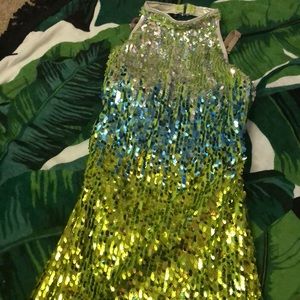 Green sequin halter dress costume